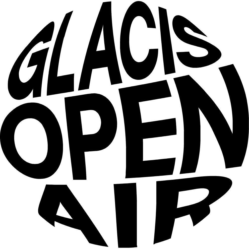 Logo des Glacis Open Air Festivals. Schwarzer Schriftzug auf weißem Hintergrund